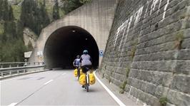 Entering the second tunnel of the tour, leading to Viamala Gorge Visitor Centre
